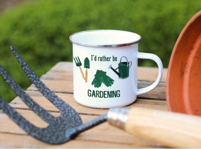 Rather Be Gardening Enamel Mug